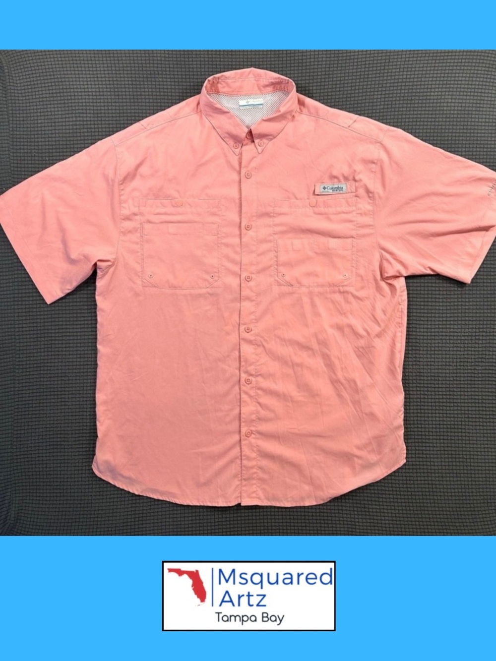 Columbia PFG Tamiami SS Fishing Shirt Mens Large Salmon Pink Performance